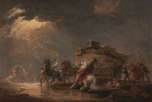 Gepäckwagen in einem Gewitter