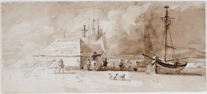 Strandszene mit Reitern