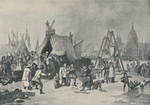 Der Jahrmarkt auf der gefrorenen Themse, 1814, 1920 von Luke Clennell
