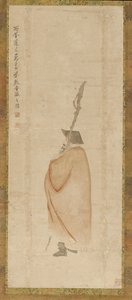 Stehender Mann in rotem Mantel, Qing-Dynastie, 18. Jahrhundert