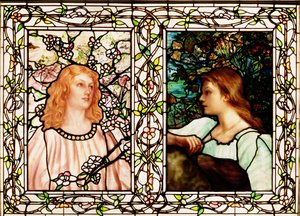 Frühling und Herbst, hergestellt von Tiffany Glass & Manufacturing Co., ca. 1892