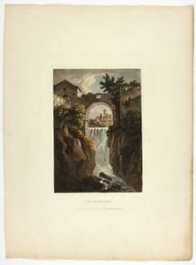 Kaskade von Tivoli, Tafel neununddreißig aus den Ruinen von Rom von M. Dubourg