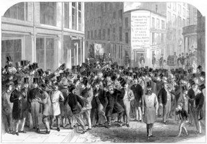 Börsenmakler auf dem Bürgersteig in New York, 1864