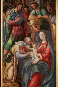 Anbetung der Könige, Triptychon, rechte Tafel (Detail) von Maarten de Vos