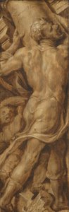 Samson zerstört die Säulen des Tempels von Maarten van Heemskerck (signed by artist)