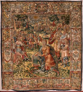 Diözesanmuseum. Flämischer Wandteppich. Serie Geschichte von Gideon. Das Wunder des Wollvlieses. Barock. 1534-1571. von Maerten van Heemskerck