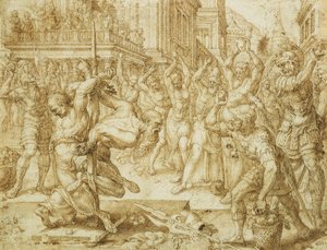 Die Steinigung der Ältesten, aus der Geschichte von Susanna, 1562
