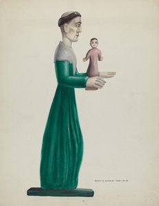 Geschnitzter und bemalter hölzerner Santo St. Joseph, 1935-1942 von Majel G. Claflin