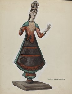 Große bemalte Holzstatue der Heiligen Jungfrau Maria, ca. 1937 von Majel G. Claflin