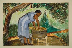 Frau beim Waschen, ca. 1934 von Malvin Gray Johnson