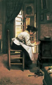 Eine Frau vor dem Herd von Manuel Cusí