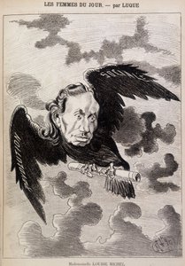 Karikatur von Louise Michel als Rabe von Luque