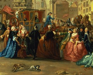 Die Messe von Madrid auf der Plaza de la Cebeda (Detail) von Manuel de la Cruz y Cano