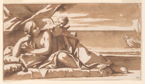 Studie für ein Übermalungsbild, Ariadne betrachtet die Annäherung des Schiffes von Bacchus