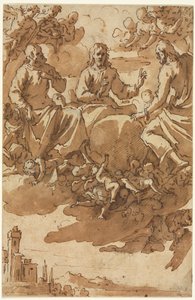 Christus in Herrlichkeit mit zwei Heiligen von Marcantonio Bassetti