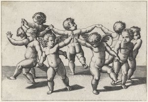 Tanzende Putti von Marcantonio Raimondi