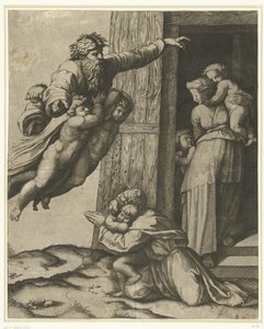 Gott erscheint Noah nach der Sintflut von Marcantonio Raimondi
