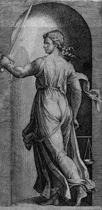 Gerechtigkeit von Marcantonio Raimondi