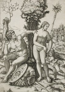 Mars, Venus und Amor von Marcantonio Raimondi