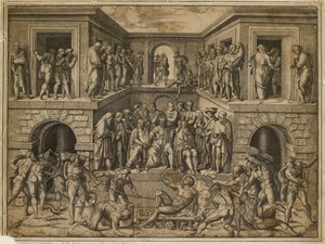 Das Martyrium des Heiligen Laurentius von Marcantonio Raimondi