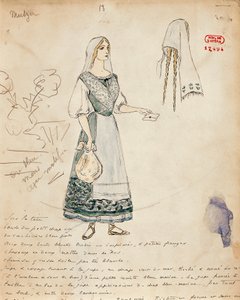 Skizze eines Kostüms für Michaela in Carmen von Georges Bizet von Marcel Multzer
