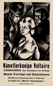 Plakat zur Eröffnung des Cabaret Voltaire am 05.02.1916