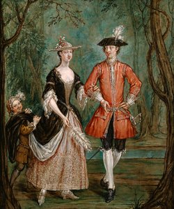 Dame und Herr mit einem Pagen, ca. 1750-1755