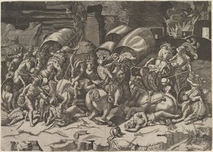 Kampf mit einem Krummsäbel, ca. 1515-27 von Marco Dente