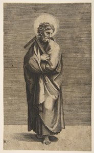 Heiliger Thomas hält ein Winkelmaß, sein Kopf nach rechts gedreht, ca. 1515-27