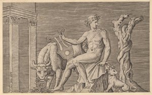 Speculum Romanae Magnificentiae: Apollo hütet die Herden des Admetus, 16. Jahrhundert von Marco Dente