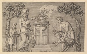 Speculum Romanae Magnificentiae: Das Opfer eines Widders, 16. Jahrhundert von Marco Dente