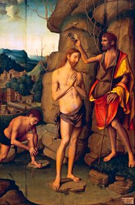 Tafel, die die Taufe Christi darstellt