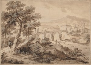 Landschaft mit Brücke von Marco Ricci