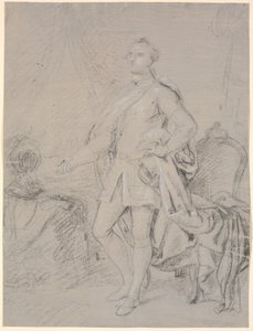 Entwurf für ein Ganzkörperporträt. Vorarbeit für Chr. VI.s Familienbild (Rosenborg)? Frederik V. als Kronprinz