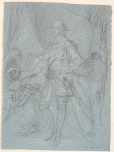 Entwurf für ein Ganzkörperporträt. Vorarbeit für Chr. VIs Familienbild (Rosenborg)? Frederik V. als Kronprinz