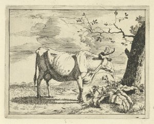 Stehende Kuh bei einem Baum von Marcus de Bye