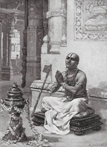 Ramanuja betrachtet seine Philosophie des einen persönlichen Gottes, 1100 n. Chr. von Margaret (after) Dovaston