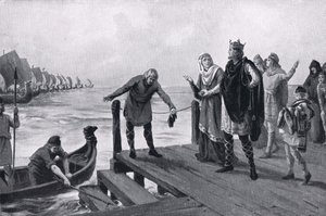Edgar der Friedliche hält eine Marineinspektion ab, 973 n. Chr. von Margaret Dovaston