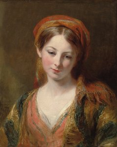 Porträt eines jungen Mädchens, vermutlich Henrietta Carpenter, Brustbild, in orientalischer Kleidung, 1839