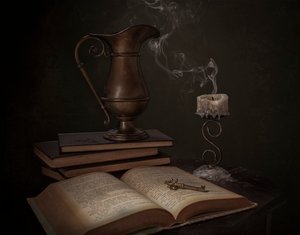 Vintage Bücher und Schlüssel