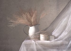 Weißer Krug Trockengras von Margareth Perfoncio