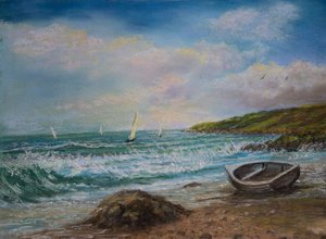 Blick von Lands End Cornwall
