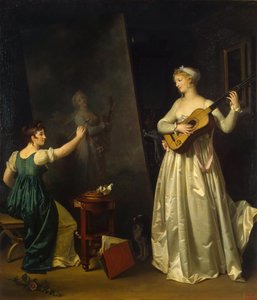 Künstler malt ein Porträt eines Musikers, 1790er von Marguerite Gerard