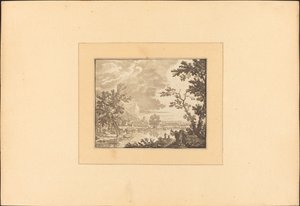 Landschaft mit Fluss und Stadt