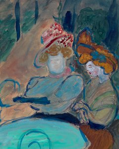 Zwei Frauen auf der Terrasse eines Cafés