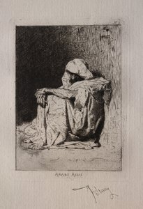 Sitzender Araber, die Hände auf den Knien verschränkt von Mariano José María Bernardo Fortuny y Carbó