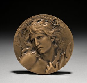 Medaille, die Loïe Fuller von der französischen Regierung verliehen wurde: Orpheus am Eingang zur Unterwelt (Vorderseite)