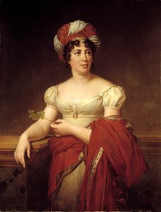 Porträt von Germaine Necker, Baronin von Stael Holstein, genannt Madame de Stael (1766-1817), Schweizer Schriftstellerin und Essayistin von Marie Eleonore Godefroid