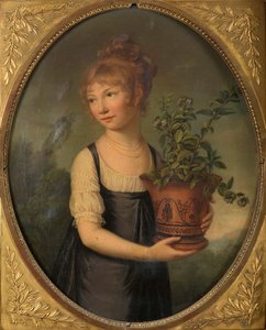Madame Larsonnier, geb. Edmée Gabiou als kleines Mädchen mit einer etruskischen Vase