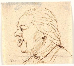 Herrenporträt. Profil nach links. Karikatur